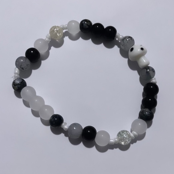 White and Black  Mushroom Bracelet - Picture 2 of 4